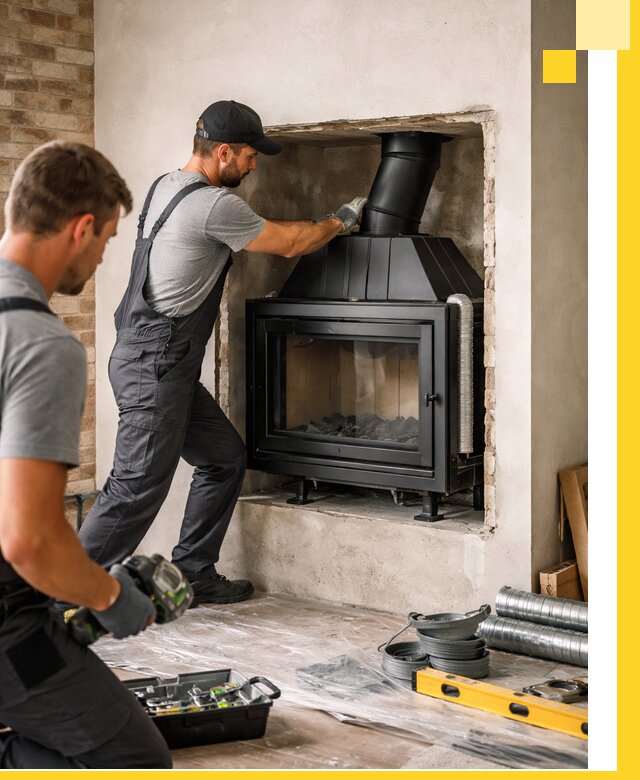 Установка каминных топок в Новокуйбышевске: монтаж, подключение