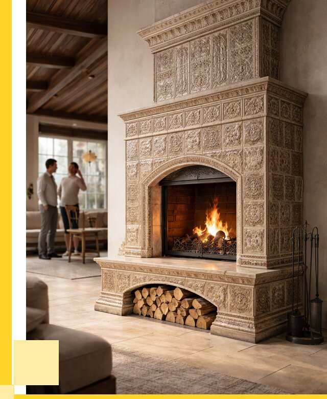 Купить изразцовый камин в Новокуйбышевске от 256050 р. | ЭриданНвб