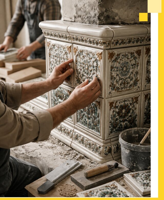 Изразцовые камины под ключ в Новокуйбышевске: проект и монтаж