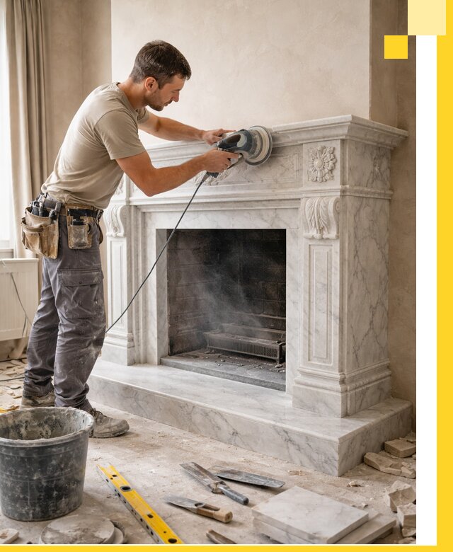 Изготовление и установка мраморных каминов в Новокуйбышевске под ключ