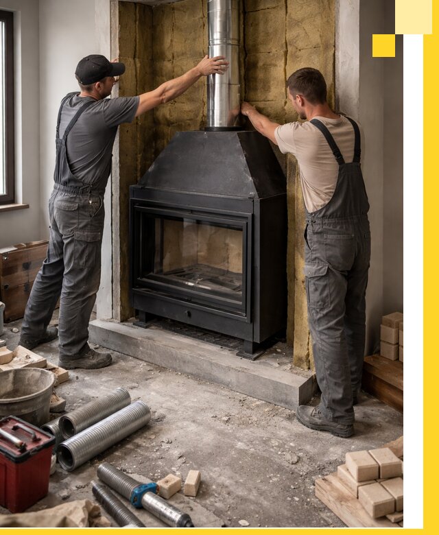 Изготовление и монтаж закрытых каминов в Новокуйбышевске под ключ