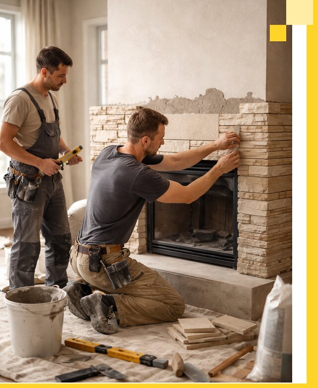 Установка и монтаж каминов для загородного дома в Новокуйбышевске