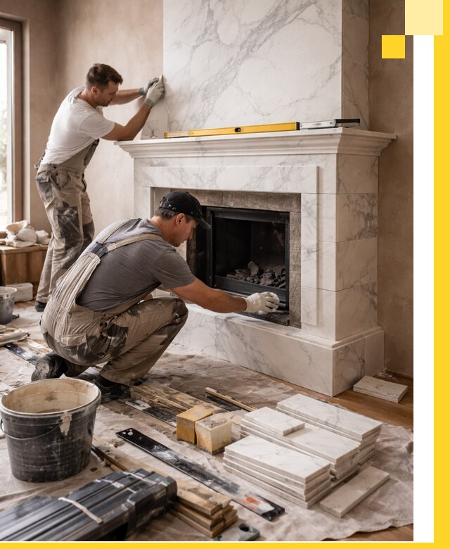 Отделка каминов в Новокуйбышевске качественные облицовочные работы