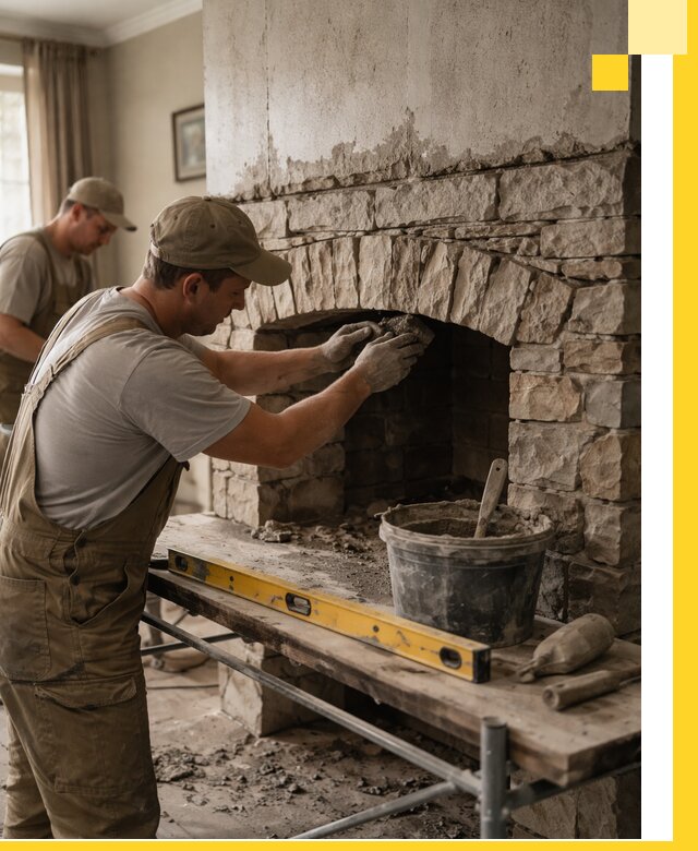 Изготовление каминов под ключ в Новокуйбышевске, монтаж и отделка