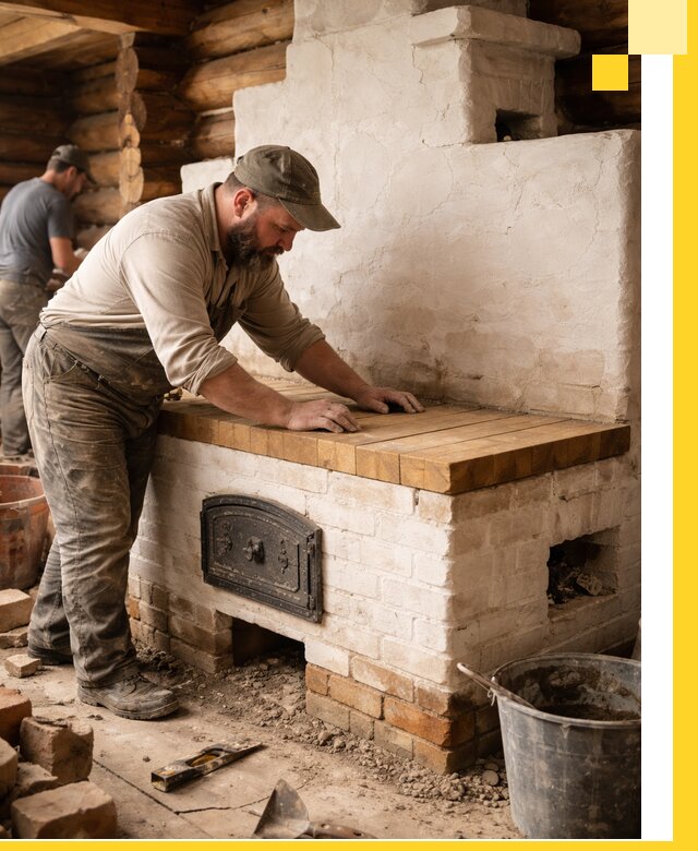 Проектирование и установка русской печи с лежанкой в Новокуйбышевске