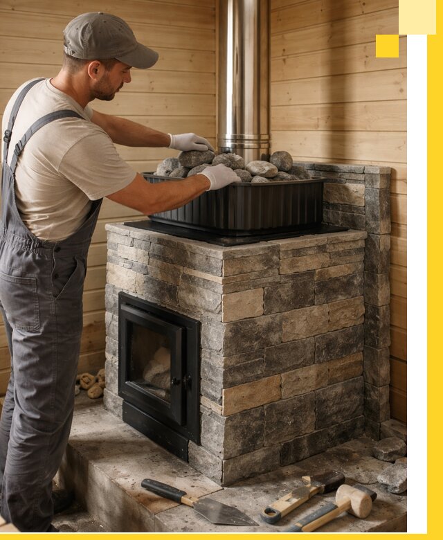 Печи для парной в Новокуйбышевске, производство, монтаж и обслуживание