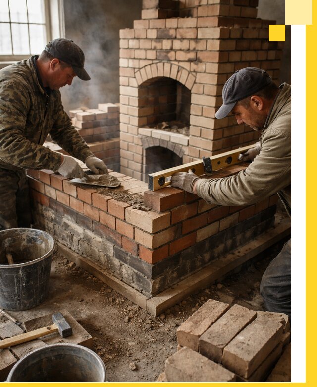 Изготовление и монтаж печей и каминов из кирпича в Новокуйбышевске