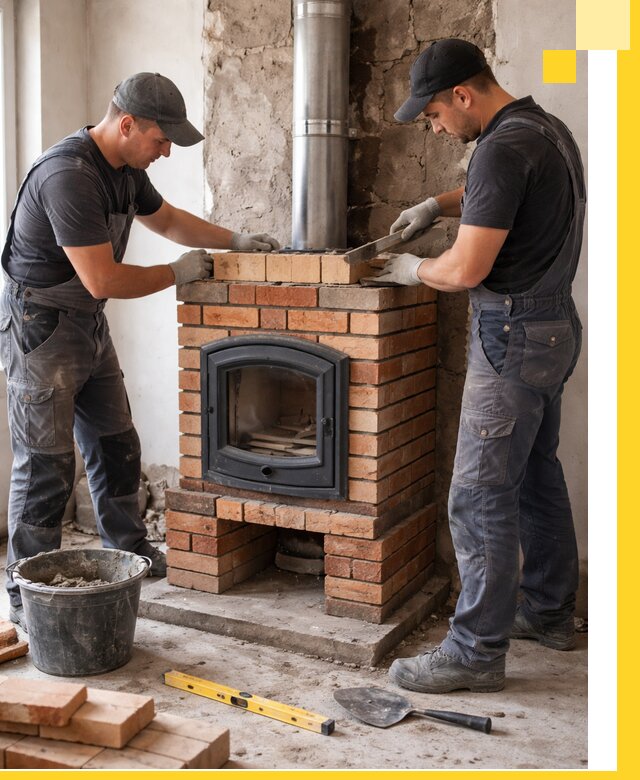 Монтаж печи камина под ключ в Новокуйбышевске с гарантией и пусконаладкой