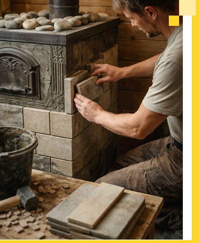 Облицовка банных печей в Новокуйбышевске профессиональная отделка