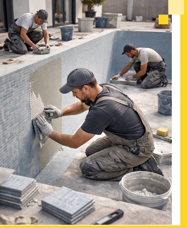 Облицовка бассейнов в Новокуйбышевске плитка мозаика гидроизоляция