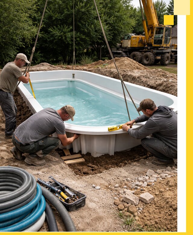 Установка и монтаж композитных бассейнов под ключ в Новокуйбышевске