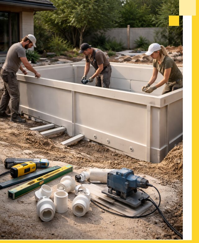 Установка полипропиленовых бассейнов под ключ в Новокуйбышевске