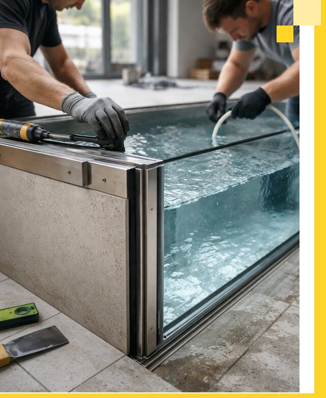 Проектирование и монтаж стеклянных бассейнов в Новокуйбышевске