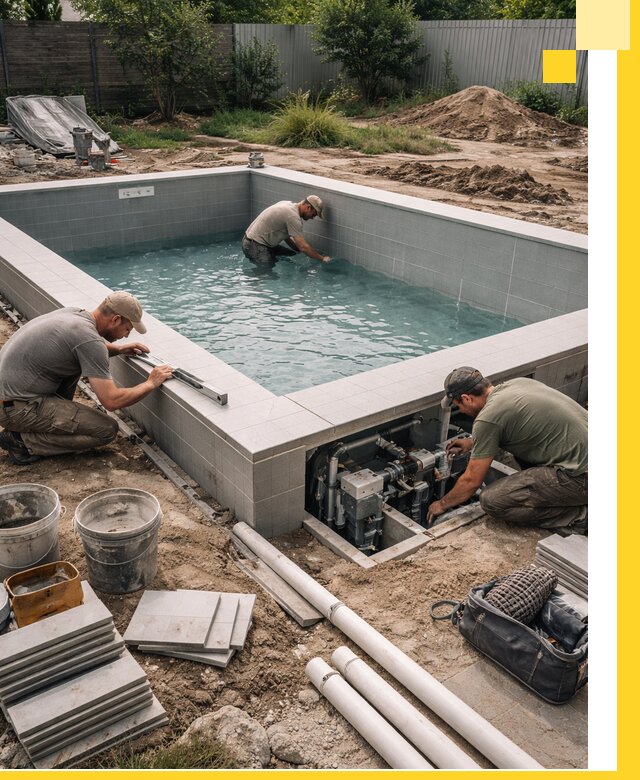 Строительство и монтаж бассейнов для дачи под ключ в Новокуйбышевске