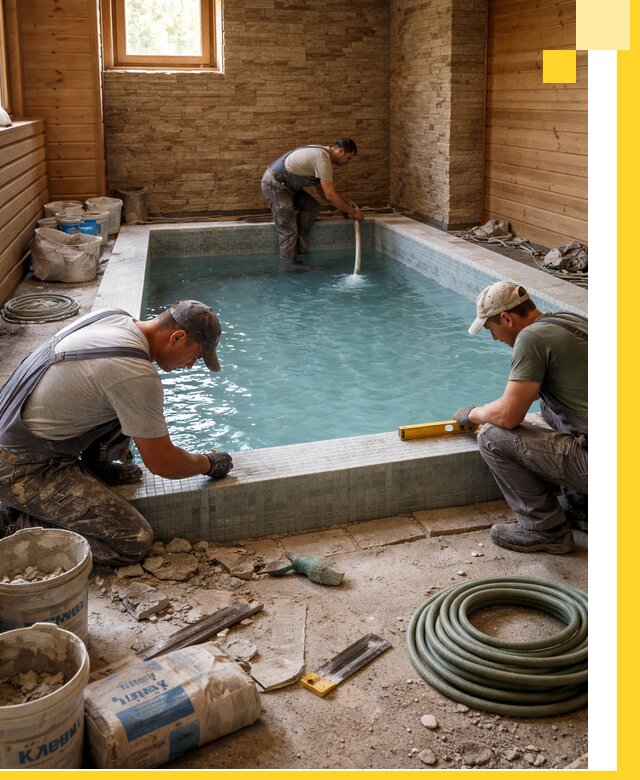 Проектирование и строительство бассейнов для бани в Новокуйбышевске