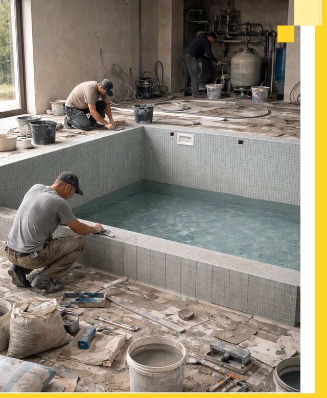 Строительство и монтаж бассейнов в помещении в Новокуйбышевске