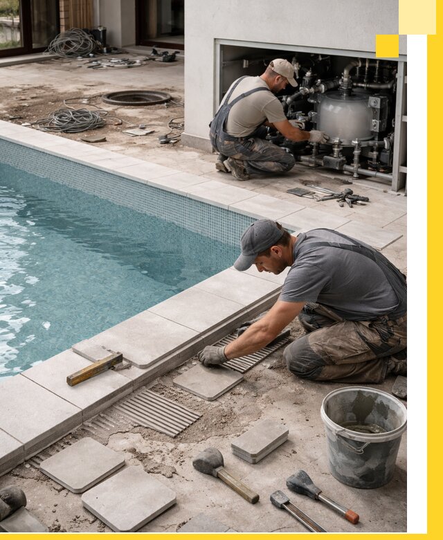 Строительство и монтаж бассейнов в коттедже в Новокуйбышевске