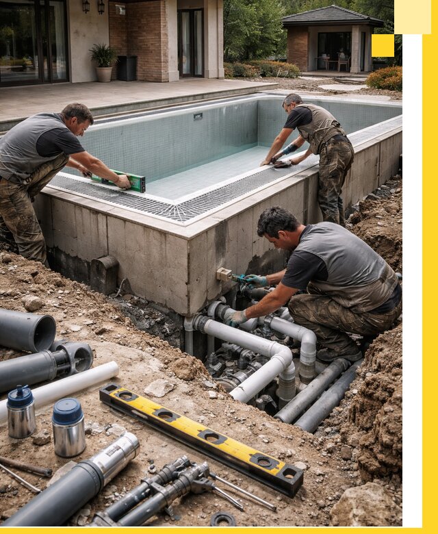 Строительство переливных бассейнов в Новокуйбышевске под ключ