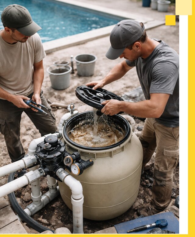 Установка и обслуживание песочных фильтров для бассейнов в Новокуйбышевске