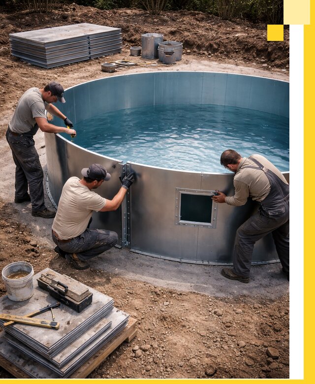 Круглые бассейны под ключ в Новокуйбышевске проектирование и монтаж