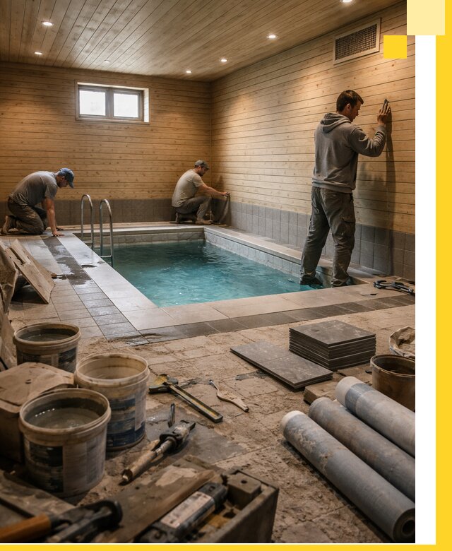 Строительство бани с бассейном и сауной под ключ в Новокуйбышевске