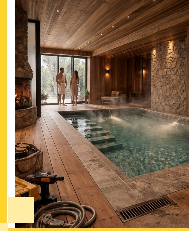 Проекты бань с бассейном под ключ в Новокуйбышевске от 76815 р., ЭриданНвб