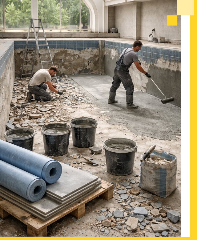 Реконструкция бассейнов в Новокуйбышевске: ремонт, гидроизоляция