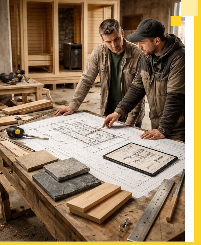 Проекты бань под ключ и планы строительства в Новокуйбышевске