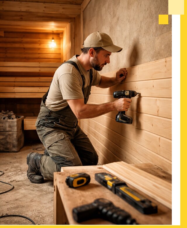 Профессиональная внутренняя отделка бани в Новокуйбышевске под ключ