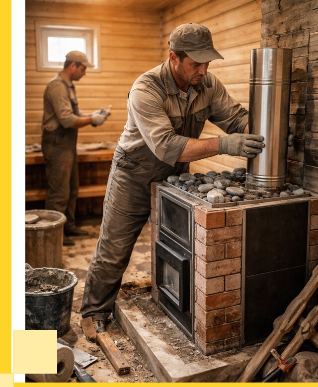 Монтаж печи в бане под ключ в Новокуйбышевске от 20484 р. | ЭриданНвб