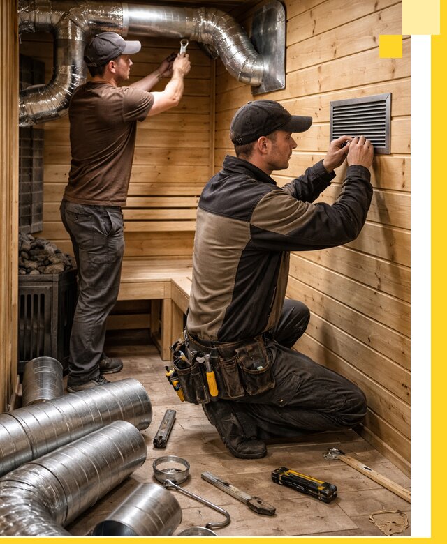 Проектирование и монтаж вентиляции бани в Новокуйбышевске под ключ