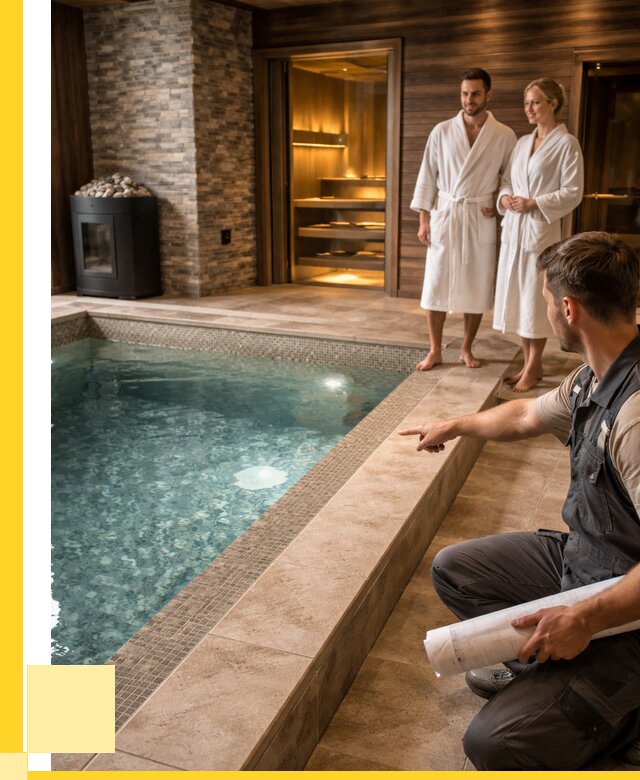 Проект бани с бассейном под ключ в Новокуйбышевске от 66573 р. | ЭриданНвб