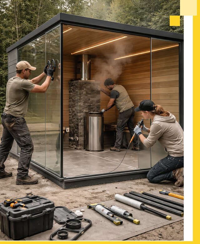 Проектирование и строительство стеклянных бань в Новокуйбышевске