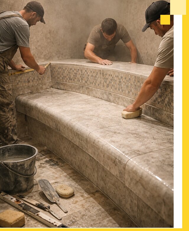 Изготовление и установка сидений для хамама в Новокуйбышевске