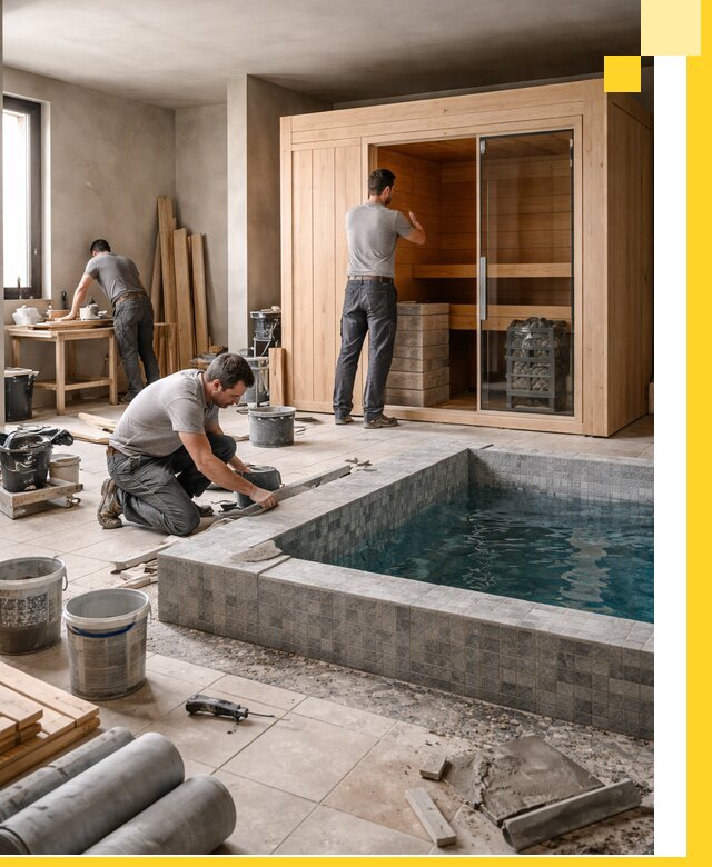 SPA зоны под ключ с бассейном сауной и печью в Новокуйбышевске